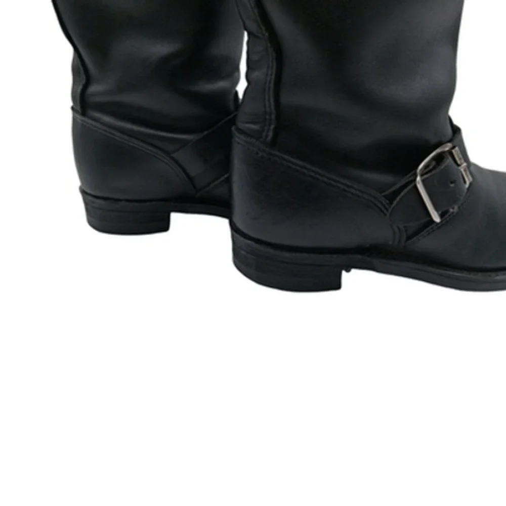 Double H H Leather Biker Boots Womens 9.5 E Black Harness Mid Calf Motorcycle_11